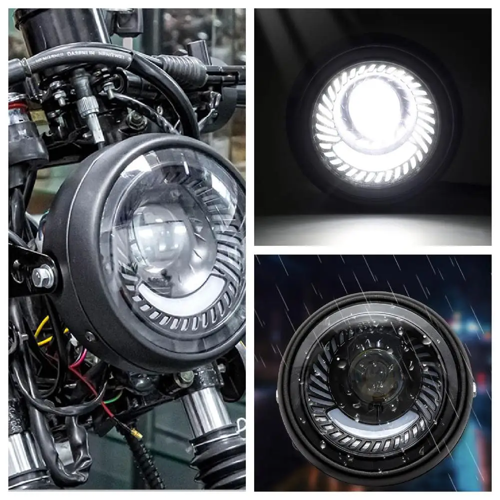 

Motorcycle 6.5 Inch Headlight Retro Round High Low Beam Headlamp Daytime Running Light Modified Parts