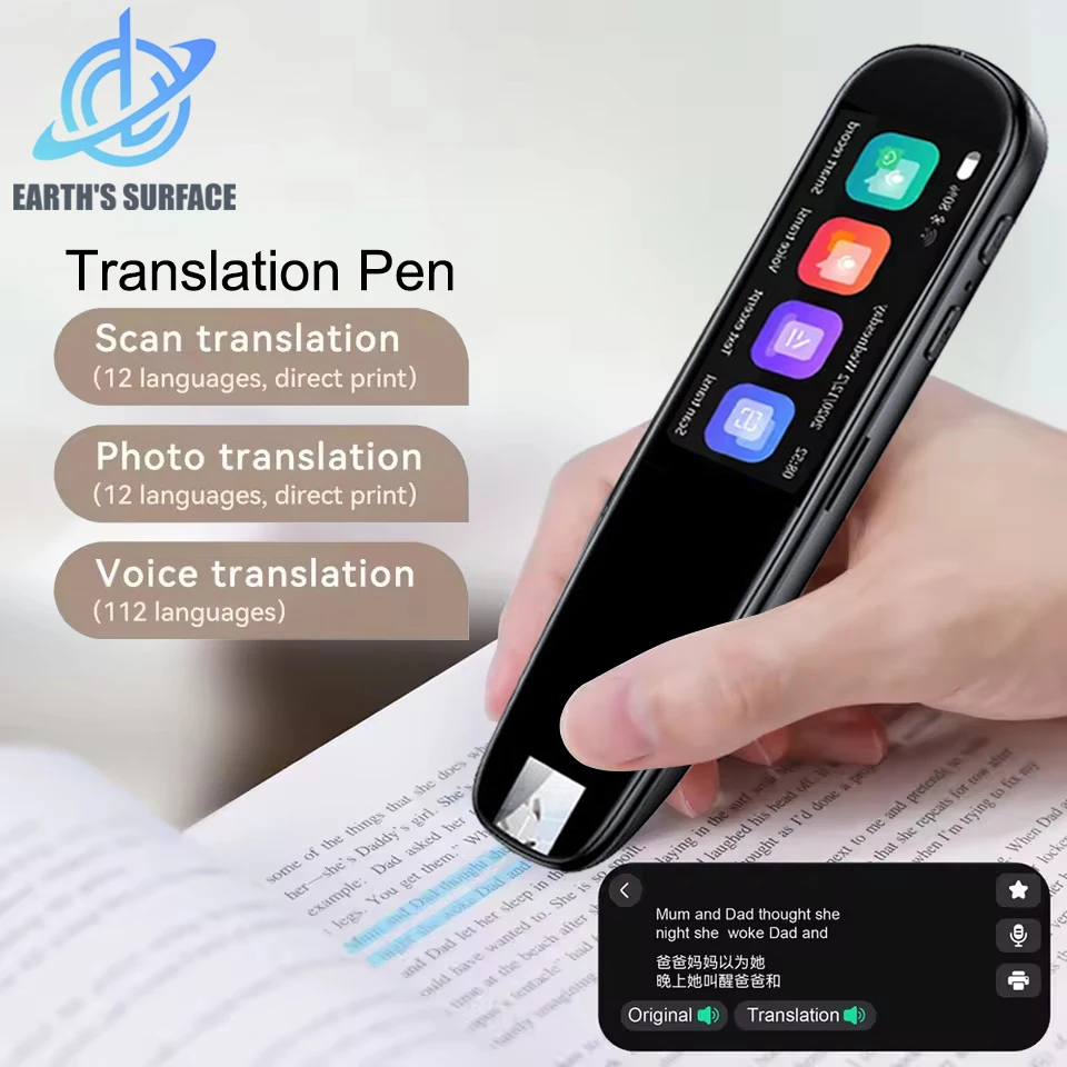 Translation Pen Language Translator Dictionary Translation Pen Real-Time Multi-function Offline 112 Language Business Travel Abroad Smart Voice Scan Translator Pen