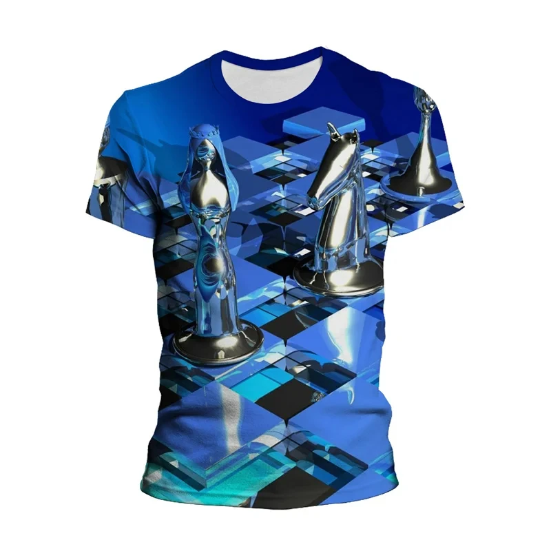 

Tshirts Game Chess 3D Print Round Neck TShirt Casual Boys Girls unisex Tops Oversized Fashion Street Harajuku Kids Tees Clothing