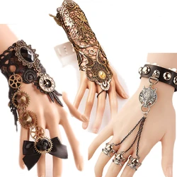 Black Lace Flower Retro Bracelet Ring Set Women Accessories Black Gloves for Home Party Accessories Decorations White