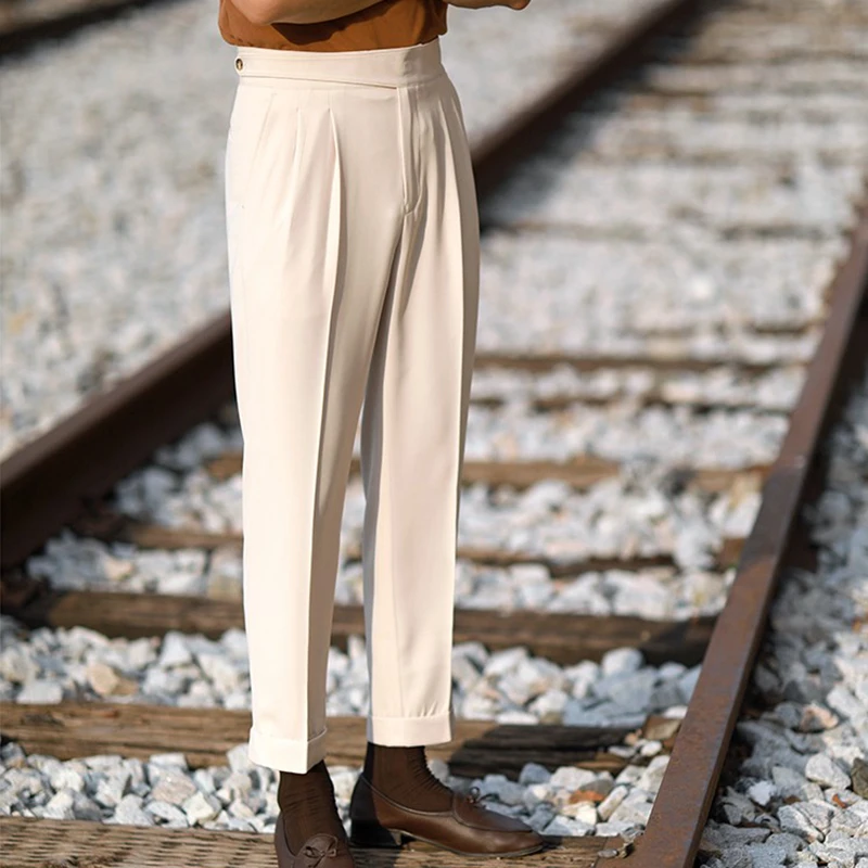 

Men 2023 Spring Autumn New Casual Slim Suit Pants Men Business Formal Dress Pants Male Streetwear Office Social Trousers W194