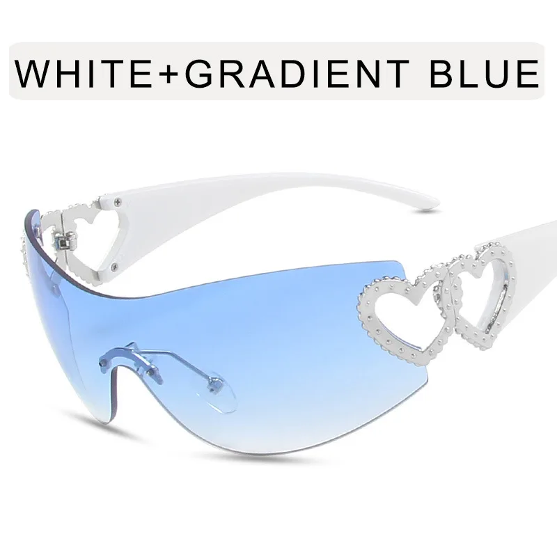 Lunettes de soleil à lentilles une pièce pour femmes, Y2K, Sexy, sans bords, avec Double amour en forme de cœur, 2023_voghion.com
