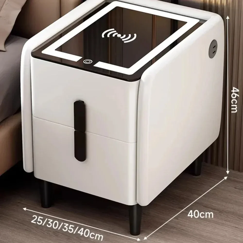 Smart Nightstand Intelligent Bedroom Cabinet With Drawers And USB Charging Simple Nightstands Solid Wood Narrow Bedside Table