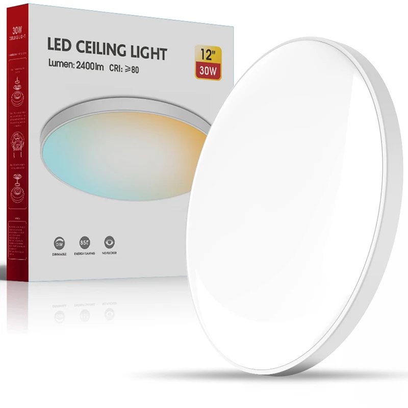 Modern Round LED Ceiling Light Fixture - 30W/40W, Decorative Indoor Lighting for Living Room, Bedroom, and Kitchen