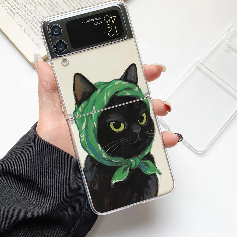 Lovely Cat Design Fashion Phone Case - Hard Clear PC Folding Cover Gift