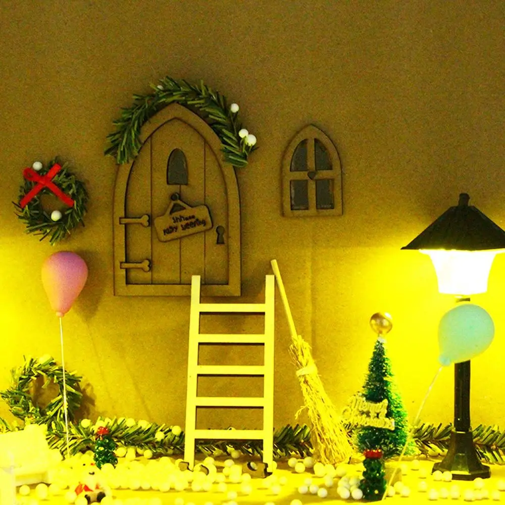 

1set New wood Carpet Broom Accessories 1/6 1/12 Santa Claus Christmas Boots Tree Wreath Pine Doll House Lamp