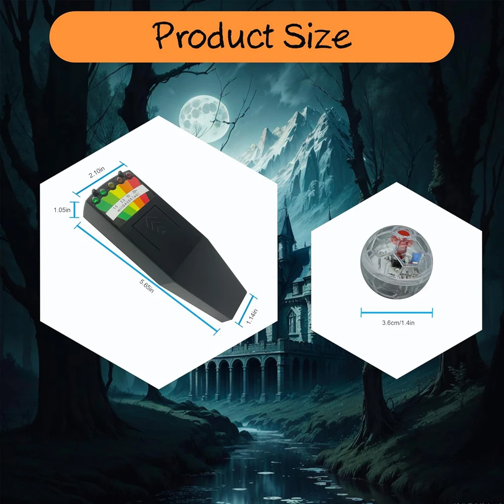 5 LED EMF Meter with 4 Motion Light Up Cat Balls Portable Magnetic Field Monitor 5 Scales for Home Office EMF Detection