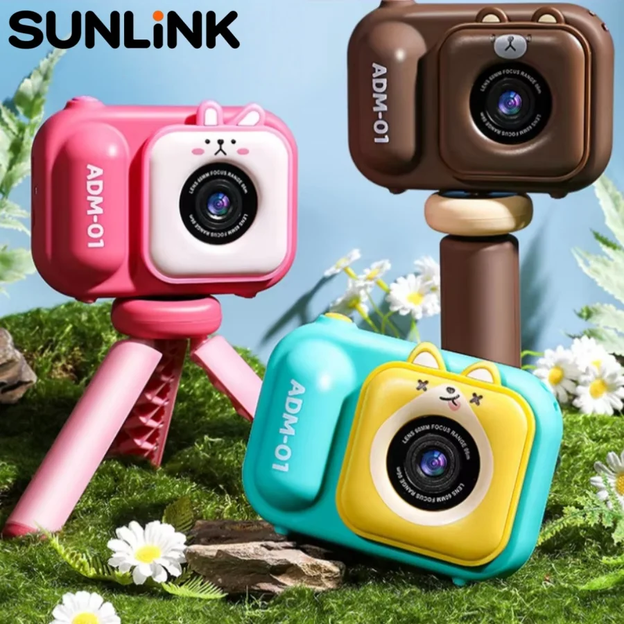 Children's digital camera front rear cameras taking photos and videos tripod cartoon rabbit girl boy birthday gift game console