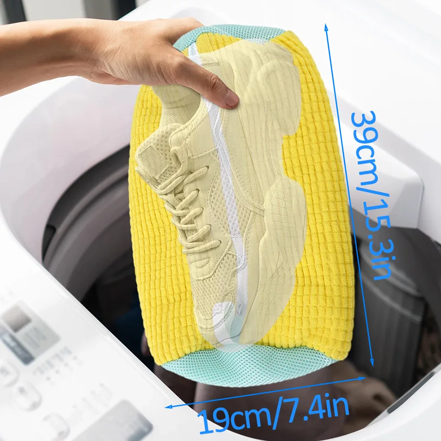 2PCS Shoe Laundry Bag Sneaker Washing Net Washing Machine Laundry Bags with Zipper Closure Shoes Cleaning Bag Fluffy Fibers laundry bag shoe washing bag