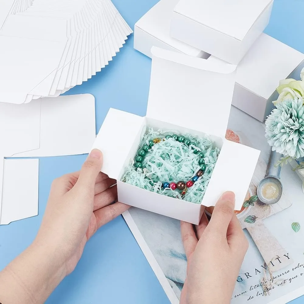 30pcs White Gift Box 3.5x3.5x1.5 Inch Kraft Paper Box Packing Cardboard Favor Treat Boxes Small Foldable Paper Gift