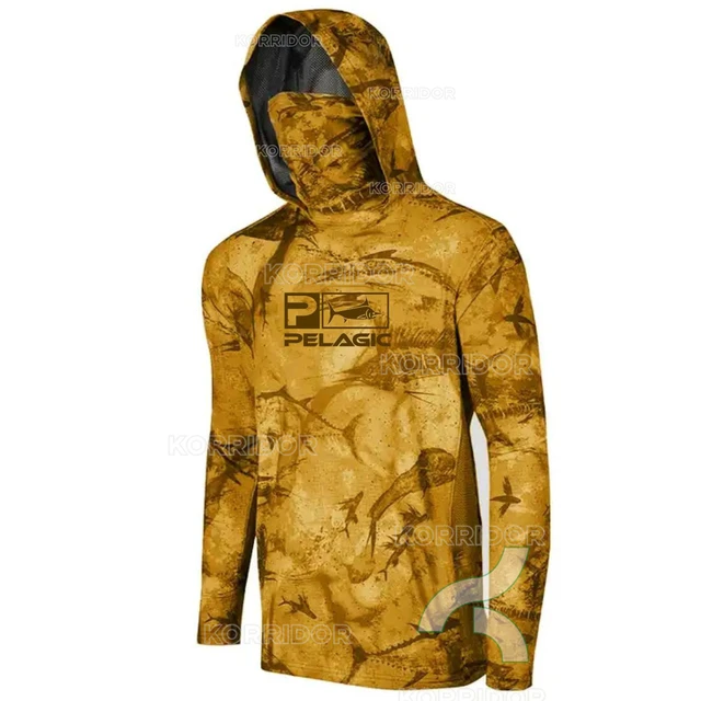 Pelagic Hooded Fishing Shirt UPF 50+ Men Face Cover Fishing