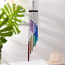 Elegant Rotating Solid Wood and Aluminum Wind Chime with Waterproof Feature (Multicolor)