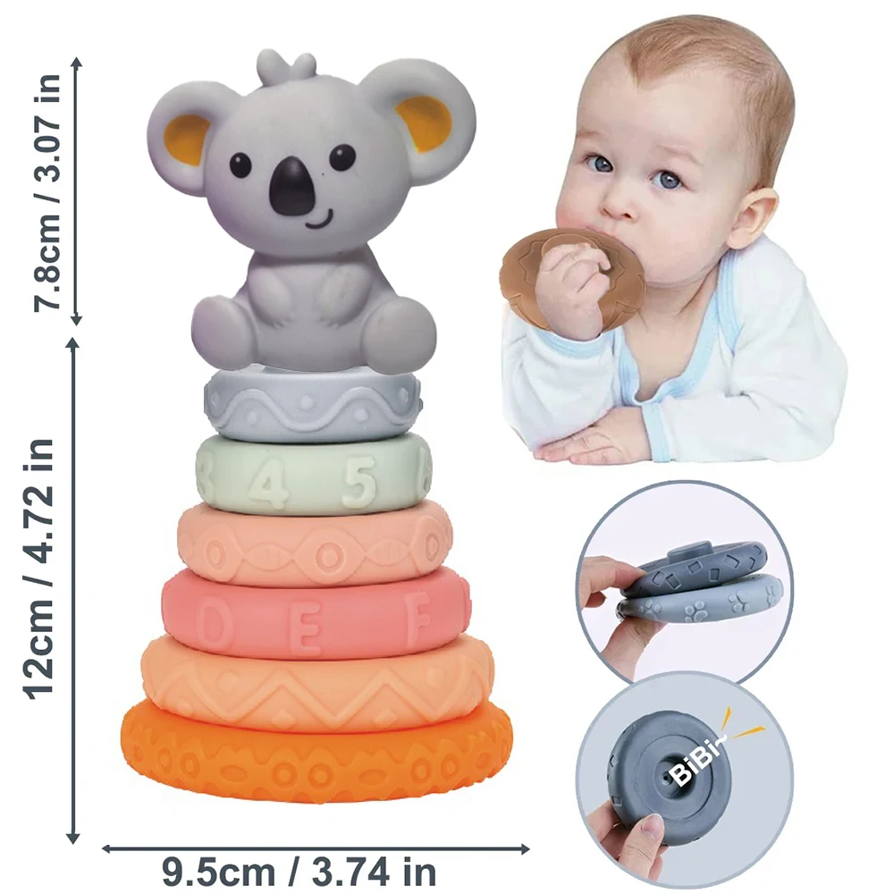 Baby Toys 6-12 Months, Montessori Toys for Babies 6-12 Months, Incl Stacking Building Blocks & Soft Infant Teething Toys & Senso 4