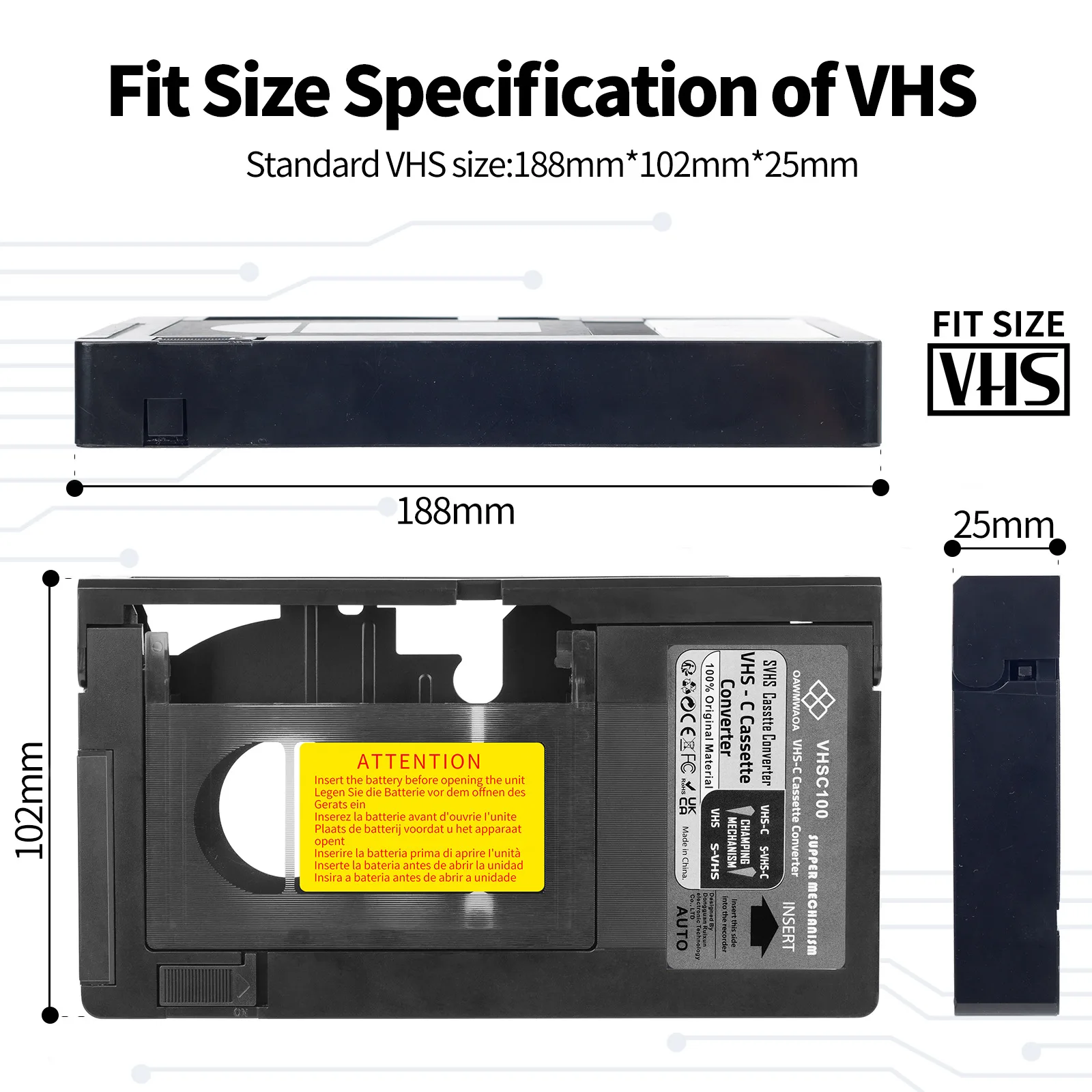 Adattatore Per Cassette VHS-C - Compatibile Con Videocamere JVC, RCA, Panasonic, Per Nasti VHS Standard - Foto 5
