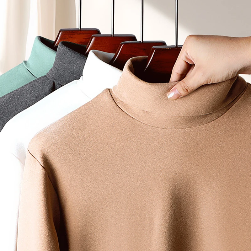 Autumn and winter long sleeve comfortable high neck double side velvet long sleeve T-shirt men with a warm base shirt 3