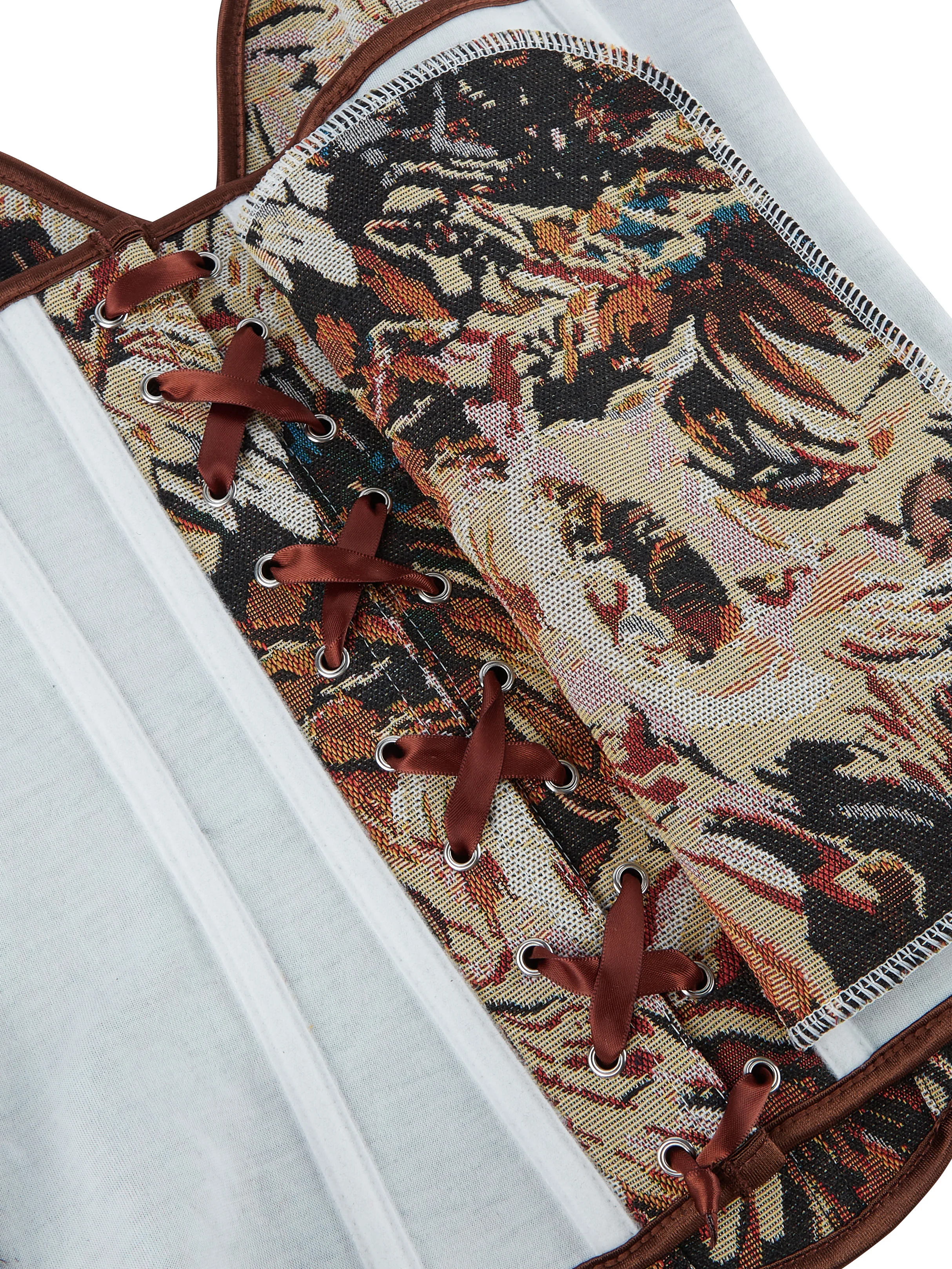 Women’s New Oil Painting Floral Corset, Sexy Strapless Renaissance Bustier Top, Side Zipper Vintage Waist Cinching Shapewear - Image 4