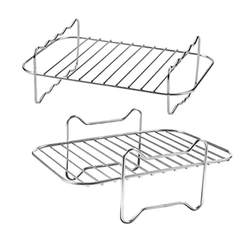 Air Fryer Rack Double Basket Air Fryers Stainless Steel Grill Holder Fryer Accessories Cooking Rack Toast For Oven