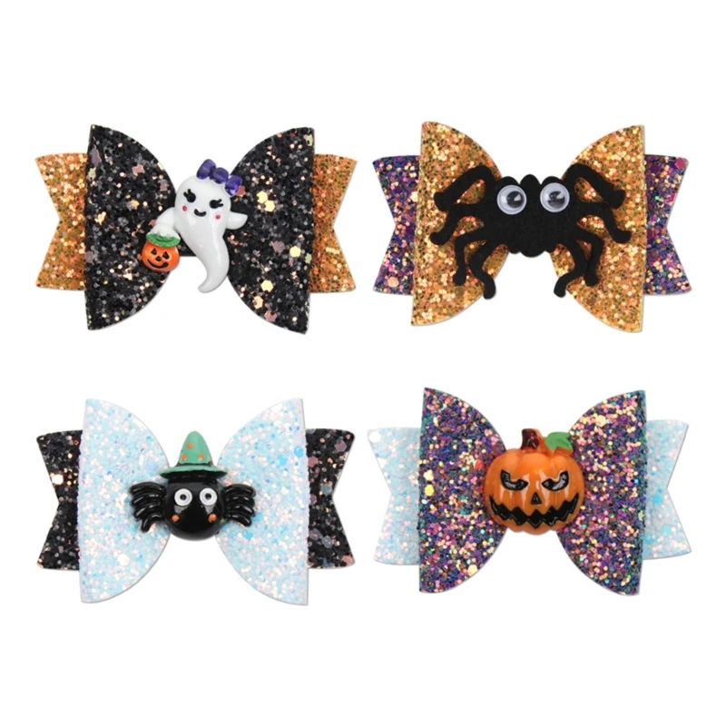 

Halloween Bowknot Hair Clips Boutique Pumpkin Festival Party Dressup Gift