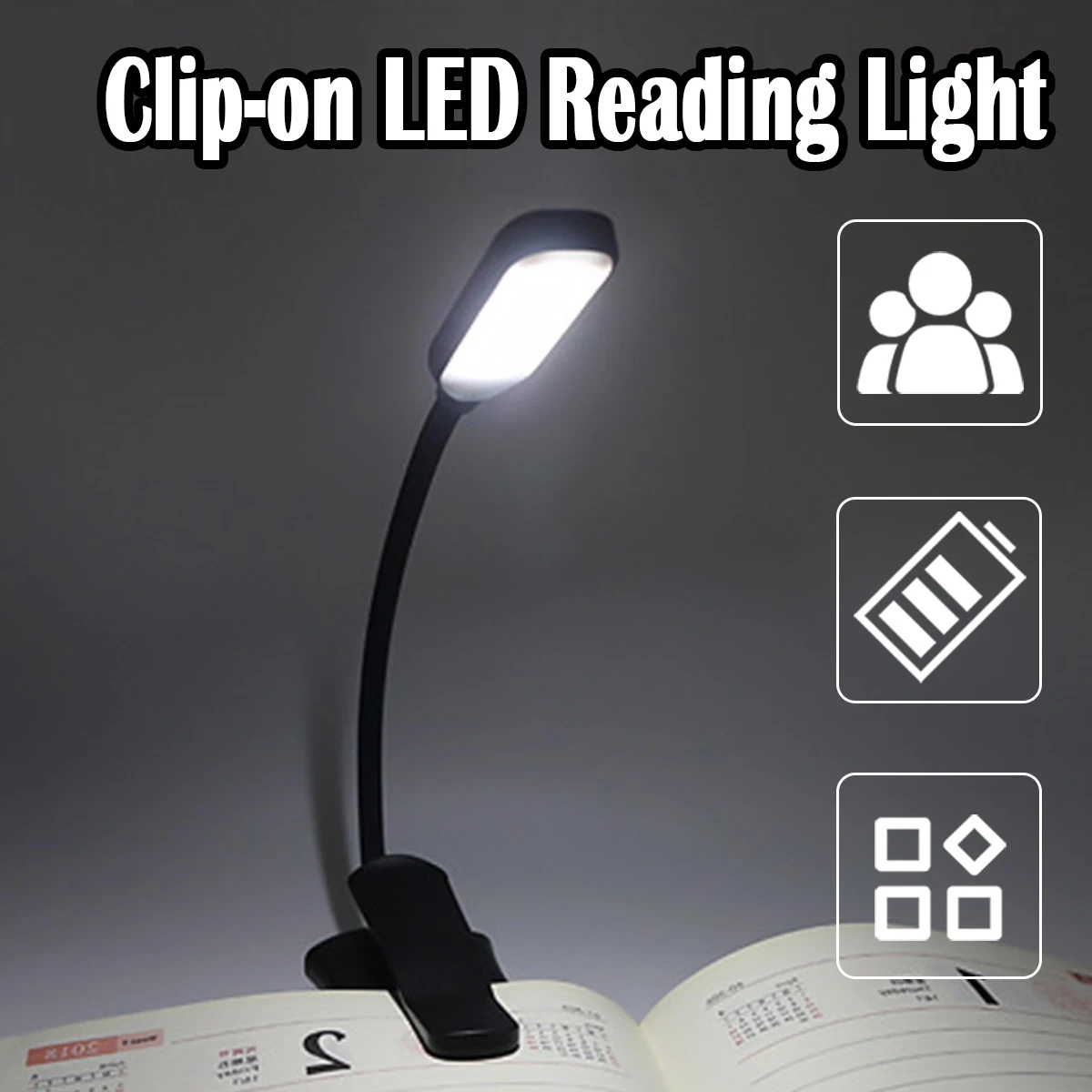 Usb Rechargeable Reading Light 3-level 7 Led Lamp Cold White Working Dimmable Dc-5v Energy/saving Bulbs Eye Protection Clip Book