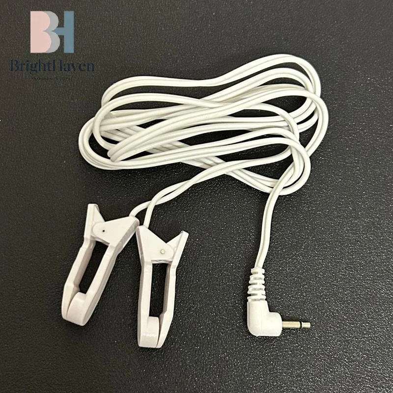 1Pcs 이어 클립 전극 리드 와이어 2.5mm 직각 플러그 TENS 펄스 치료 마사지 장치 B.H 용 듀얼 이어 클램프 케이블