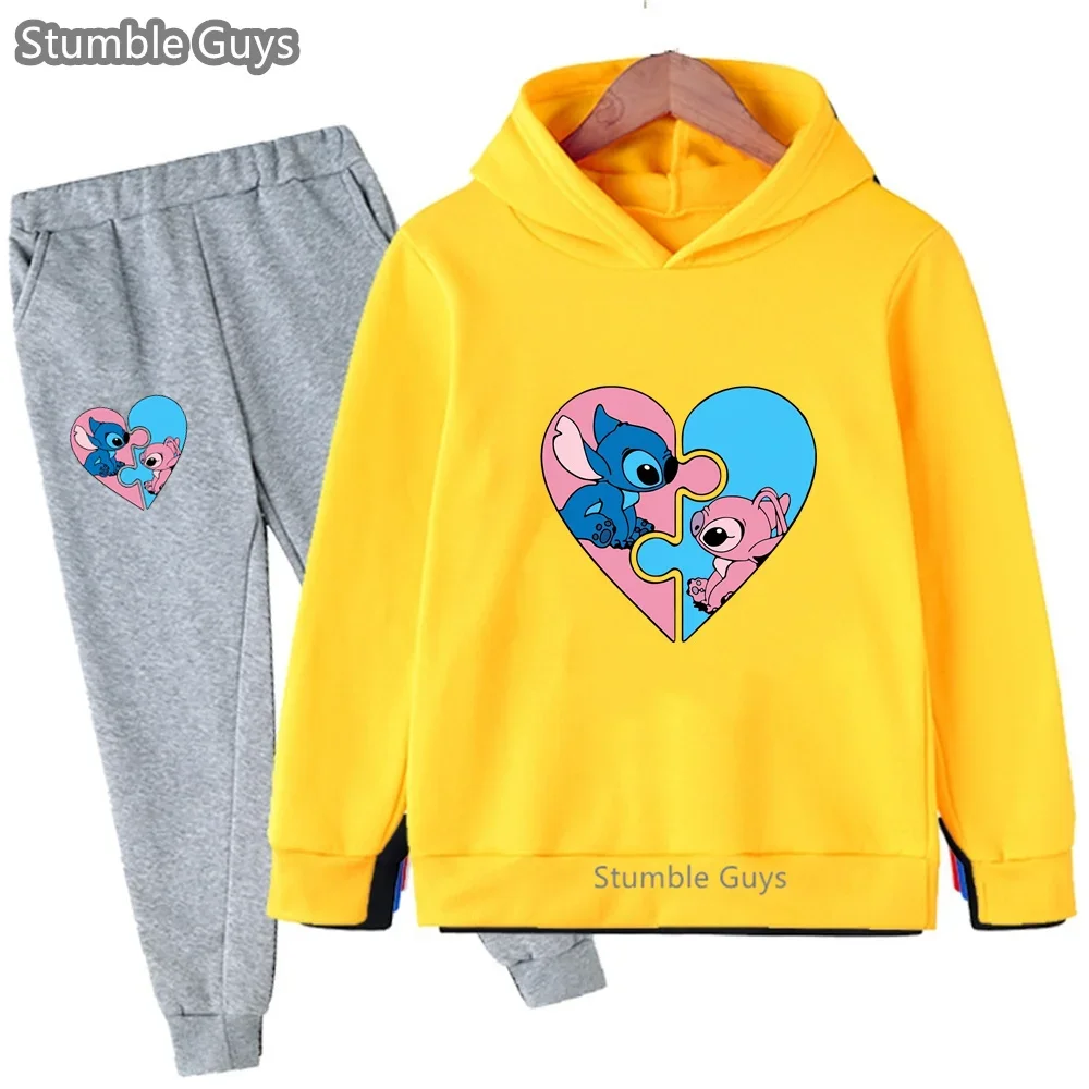 Disney Anime Stitch Hoodie Set Girls Children Cartoon Clothes Kid Boys Lilo Stitch Sweatshirt Manga Hoody Baby Casual Tops - Image 4