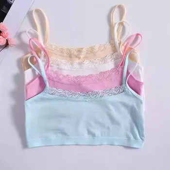 4PC Teen Bra Girl Vest Cotton Spandex Big Girl's Sport 8-14 Years Adolescente Kids Underwear