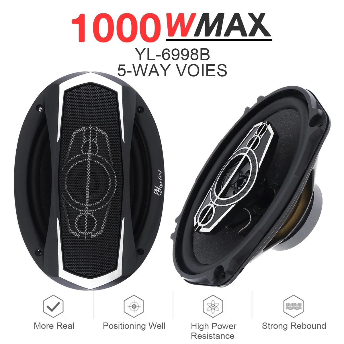 2pcs 6x9 Inch 1000W 5 Way Car Speakers Subwoofer Car Audio Music Stereo Full Range Frequency Automotive Speaker Car Horn
