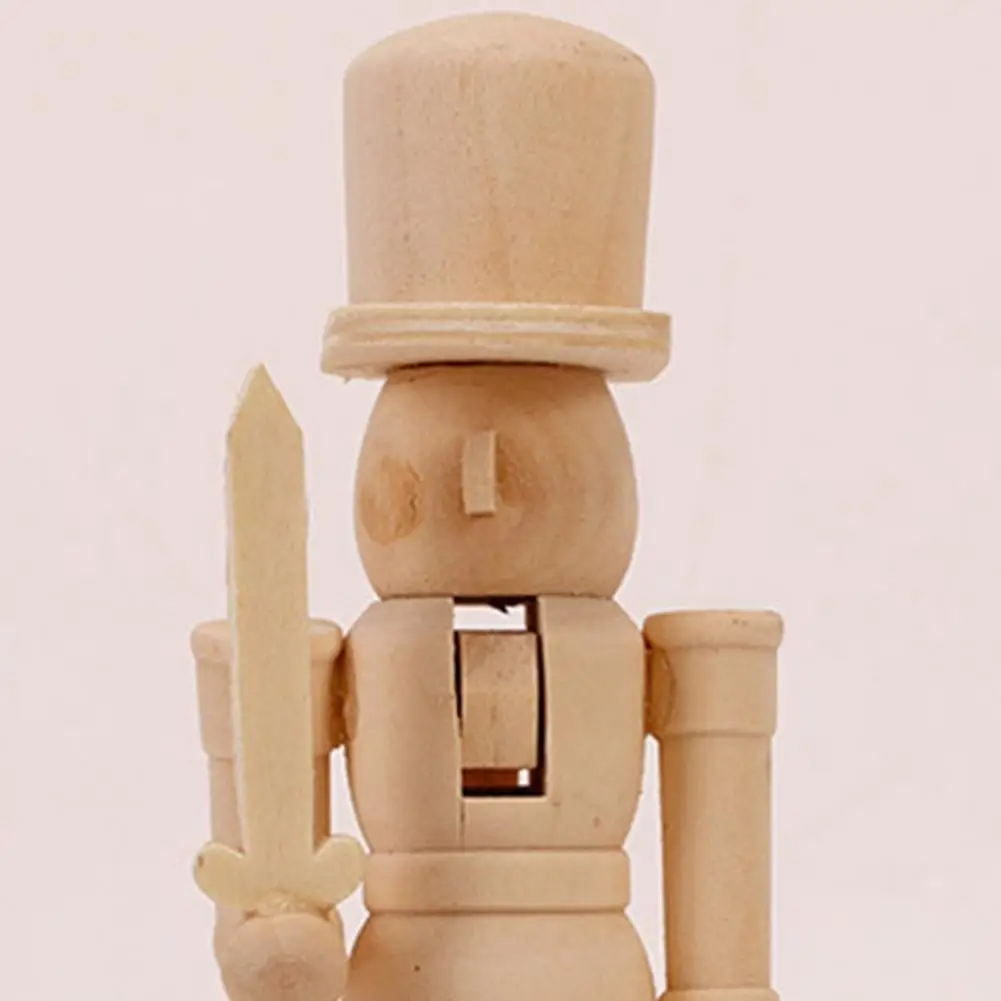 18CM Christmas Wooden Unfinished Nutcracker Figurine DIY Blank Unpainted Soldier Figure Festival Holiday Party Ornament Decor