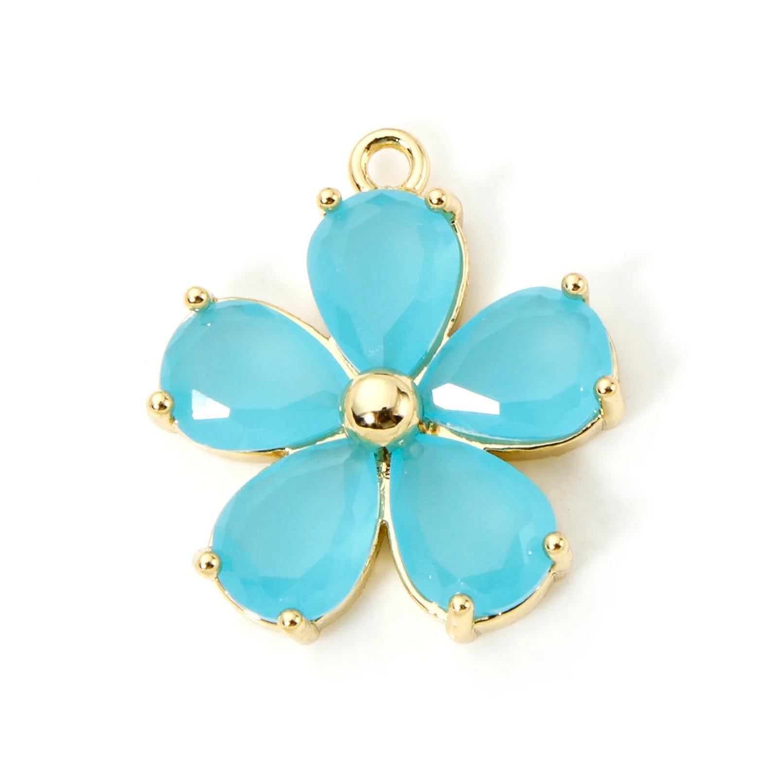 1pc Neue Messing Charms Gold Farbe Blume Mehrfarbige Glas Anhänger DIY Halskette Ohrringe Für Frauen Schmuck Erkenntnisse 21mm x 18,5mm – Detail 9