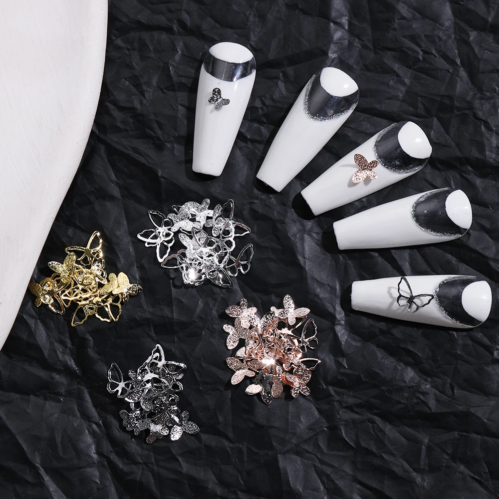 

1 bag of Mixed Hollow Out Butterfly Nail Charms Japanese Style Shiny Multicolor Alloy Nail Parts DIY Nail Art Decoration