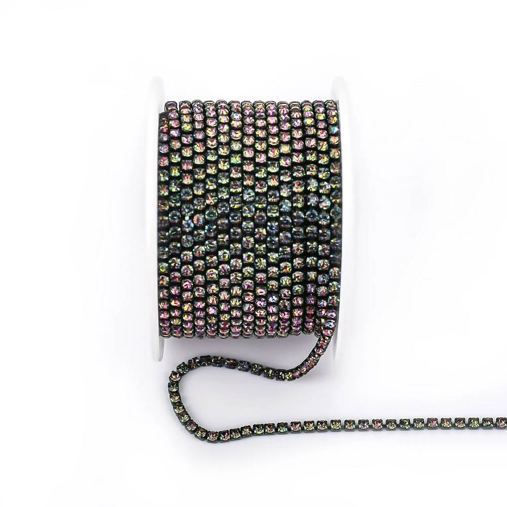 Vibrant Rhinestone Cup Chain with Colorful Base