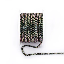Vibrant Rhinestone Cup Chain with Colorful Base - SS12(3mm)-5yards (Rainbow)