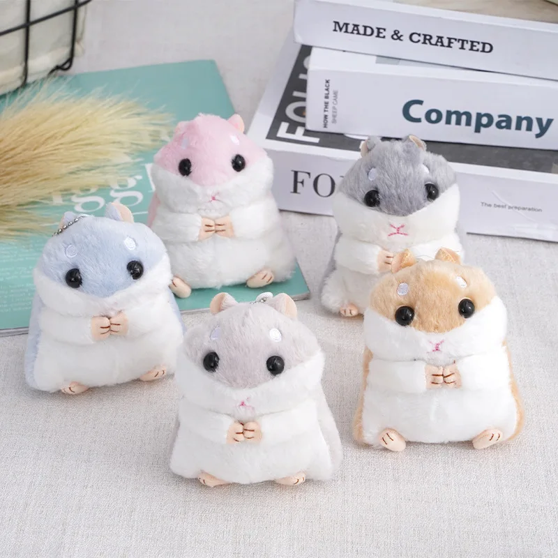 Fluffy Hamster Doll Plush Toys Keychain Pendant Women Girl Faux