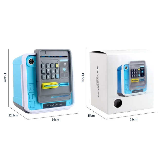 New ATM Machine Safe Box Money Bank Electronic Piggy Bank Automatic Code Key Lock Coin Deposit Password Money Box 6