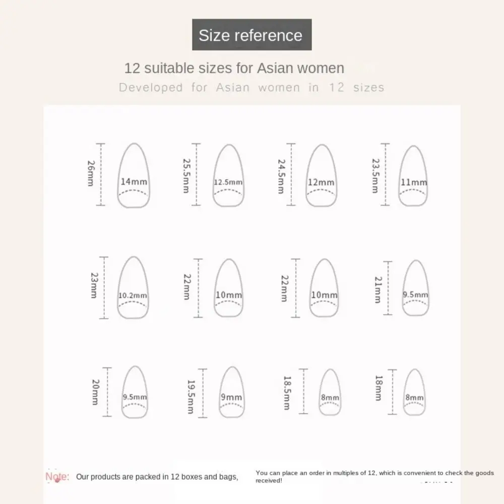 24pcs Detachable Press on Nails Diy French Long Almond False Nails Foil Wavy Leaf