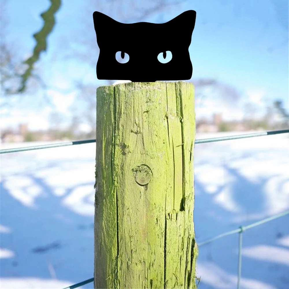 

Black Metal Cat Peeping Silhouette Garden Fence Decoration Creative Cat Dog Outdoor Garden Lawn Fence Restaurant Wall Decoration