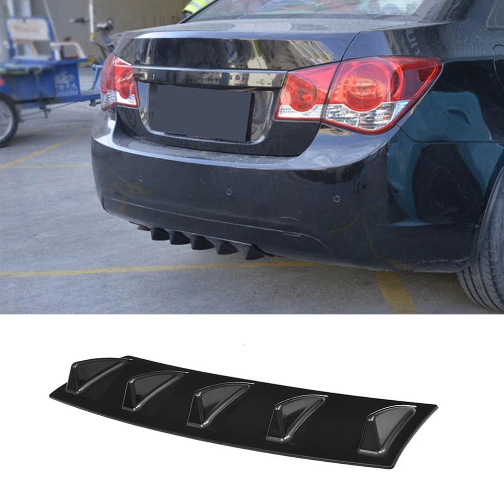 Universal Car Rear Bumper Diffuser Lip 5 3 Fin Shark Fin for BMW E46 E60 E90 for Ford Focus 2 Audi A3 Carbon Look /Glossy Black