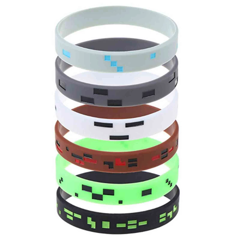 Punk Style Pixel Style Miner Video Game Silicone Wristband Bracelets 1 Piece bracelet jewelry