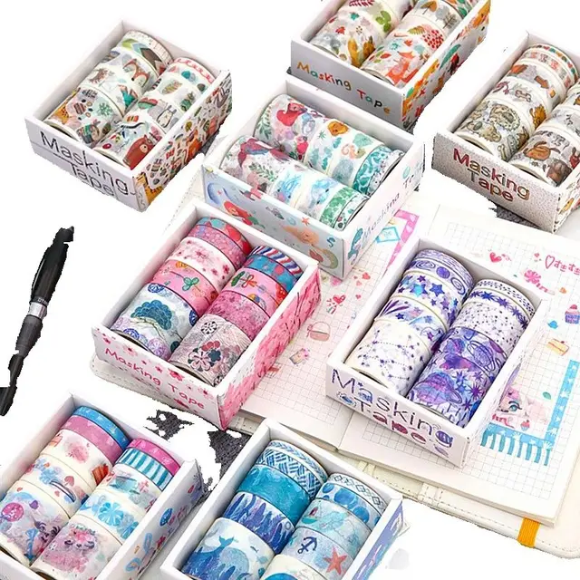 10 Rolls Washi Tape Set Scrapbooking Masking Stickers for Paper DIY Craft Gift Decoration Student Stationery Supply 1
