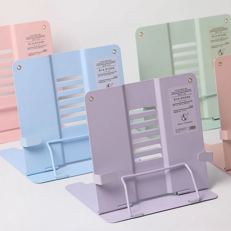 Metal Book Stand Adjustable Cookbook Document Reading Stand Rest Foldable Desk Book Holder Heavy Duty Book Display Stand