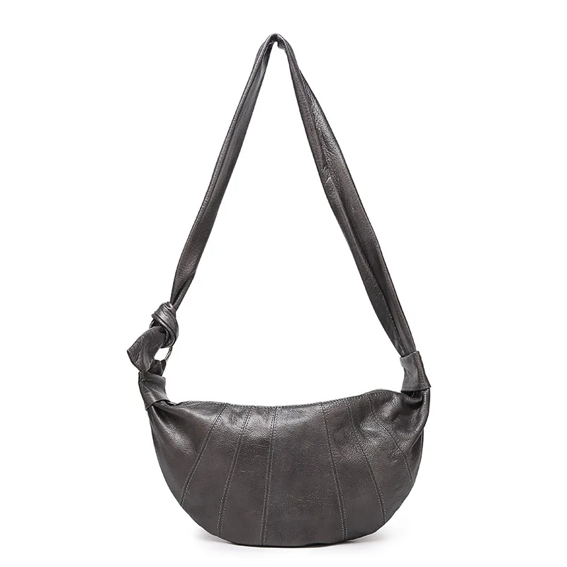 Shoulder Tote Women's Handbag Bag Y2k Crossbody New Genuine Leather Top Layer Cowhide Simplified Casual High-Capacity Retro Hand