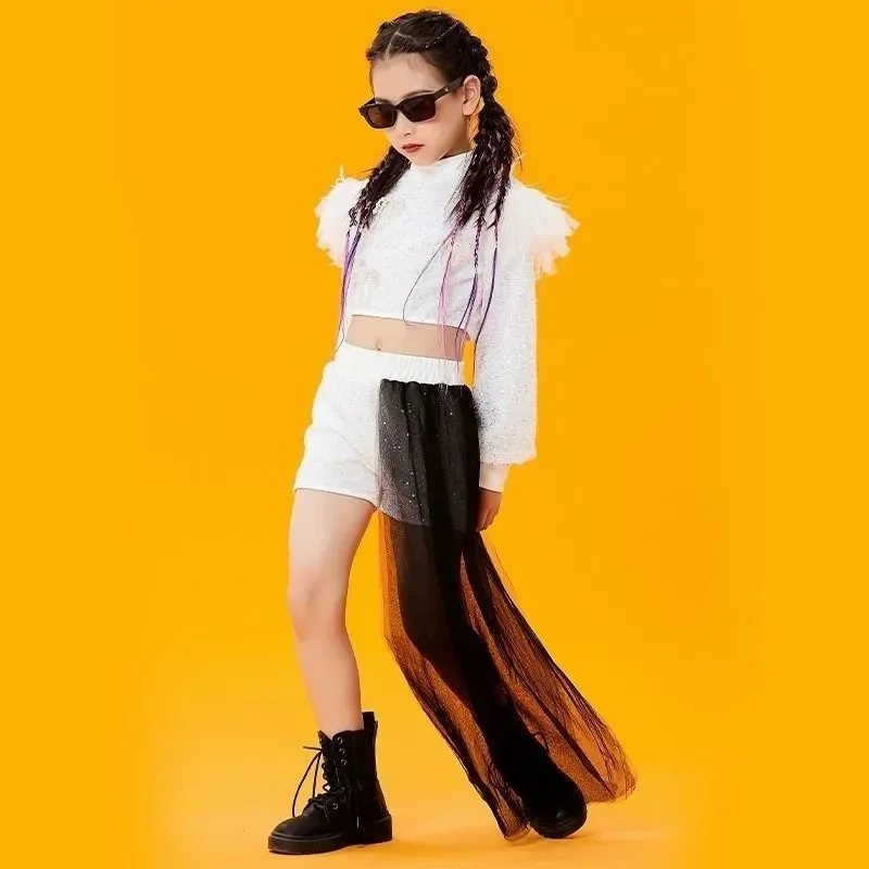 Dance Competitions Performance Stage Clothing New Children Costume Wear Women Girls Sequin Hip-hop Jazz Kids