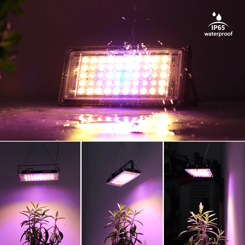 LED Grow Light Full Spectrum 50W Led Plant Light Hydroponics Growing System Waterproof Flower Fruit Seeds Planting Cultivate