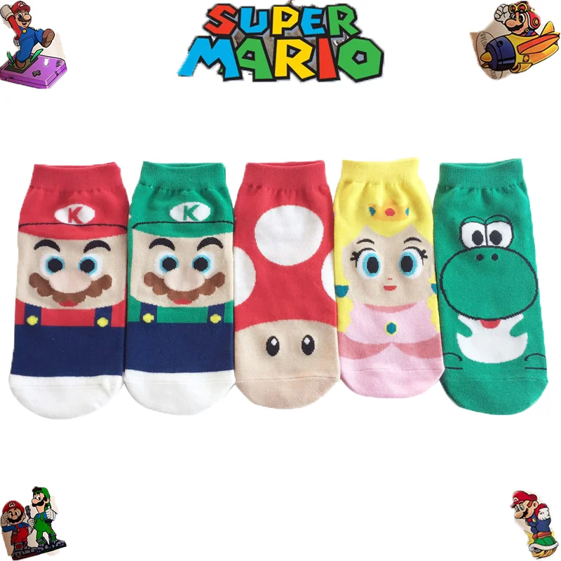 

Super Mario Bros. Cartoon Pure Cotton Boat Socks Brigitte Princess Cute Print Student Creative Socks Couple Socks Deodorant