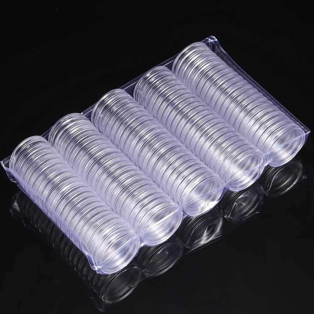 

Brand New Coin Container Storage Box Round Round Coin Thickened Plastic 200pcs Capsules Clear Clear Container Case