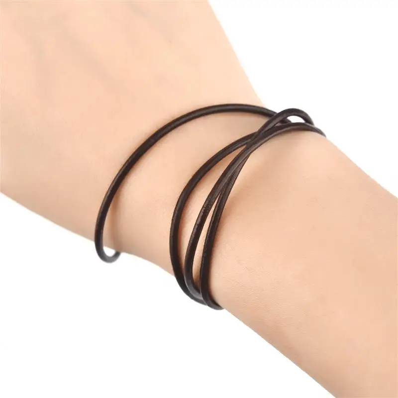 Leather Cord 2M/5M Round Flat Strand Cow Leather Rope DIY Jewelry Sewing Cord Bracelet Necklace Keychain Jewelry Making Accessories Findings