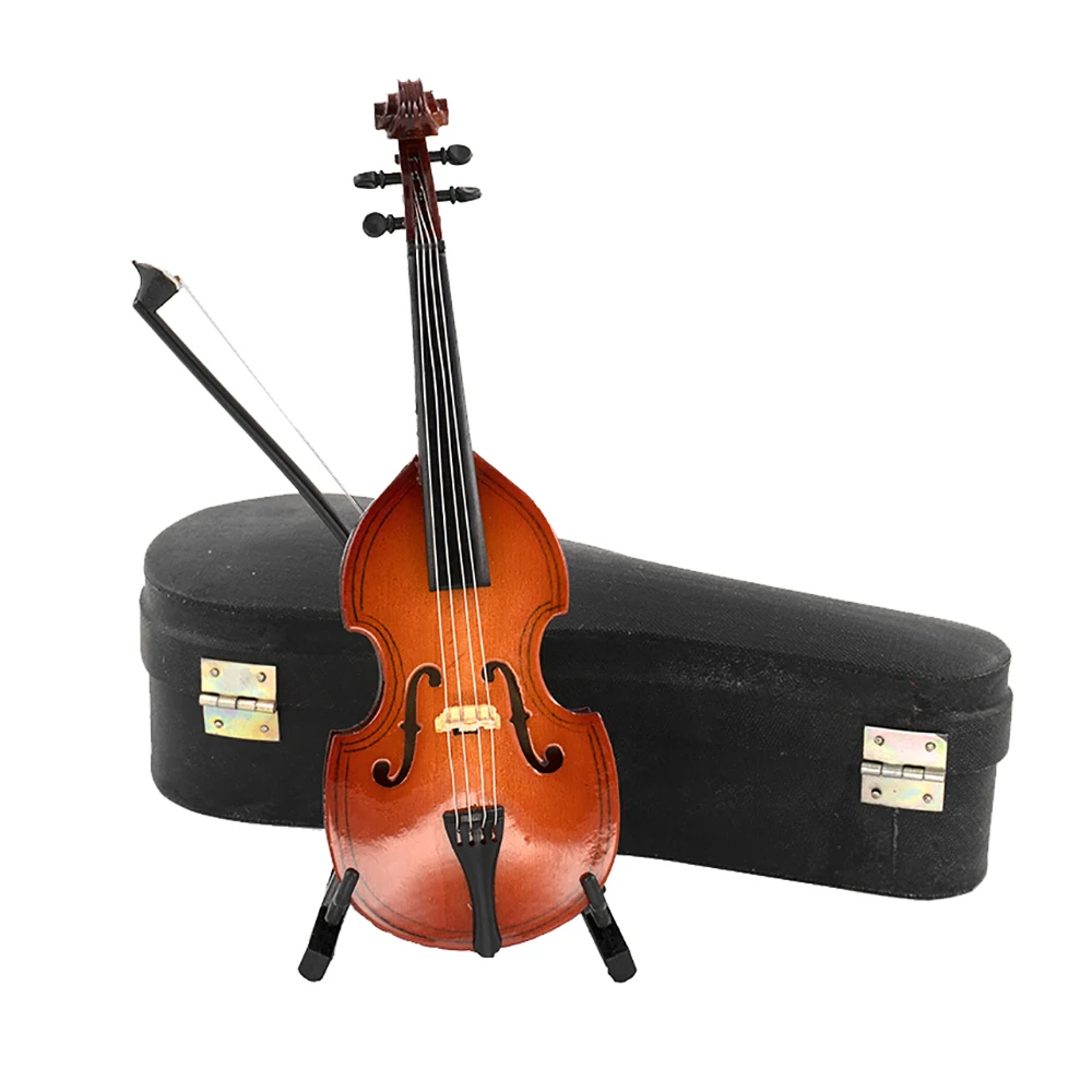 

1Pcs Wooden Miniature Bass Cello Model with Support Mini Musical Instrument 1/12 Dollhouse 1/6 Action figure Accessories