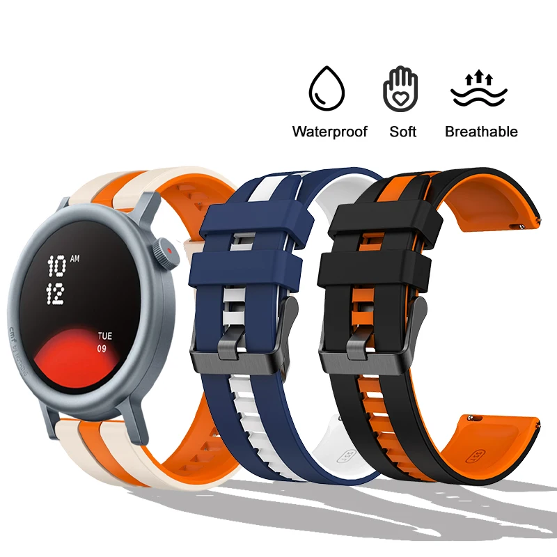 Breathable Perforated Silicone 22mm Watch Strap