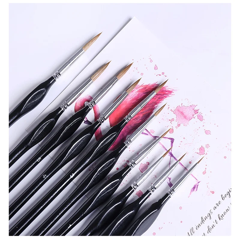 A Set Of Soft Wolf Hair Oil Brush Professional Art Student Painting Gouache Drawing Hand-Painted Watercolor Art Supplies 3 colors triangle birch rod miniature hook line pen art painting brushes weasel hair gouache watercolor oil artists hand painted