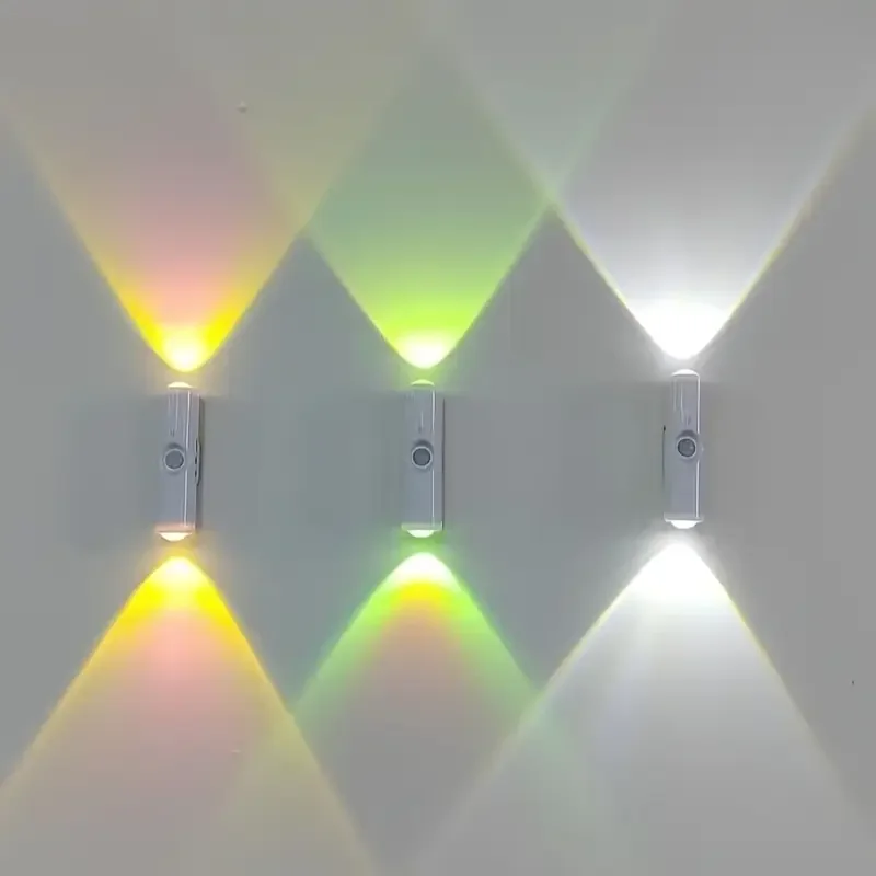 8pcs led intelligent light mini compact simple   usb rechargeable two head dimmable wall mounted motion sensor light bedside sensor night light with motion sensor ambient light suitable for stairs   living room christmas gift 6